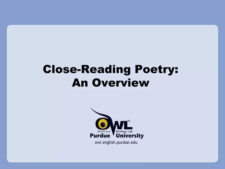 close reading poetry an overview