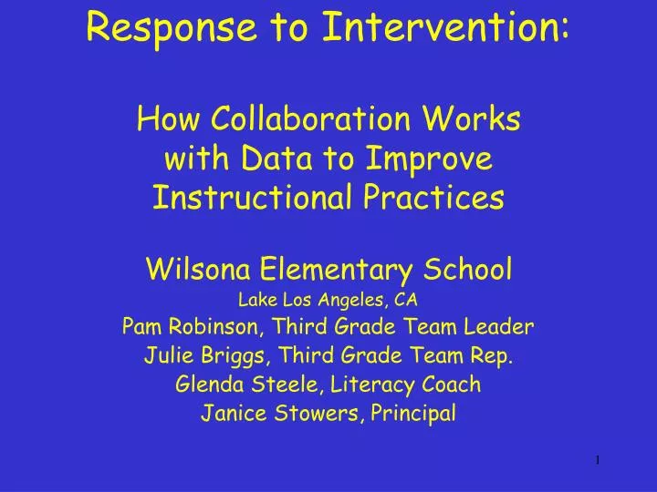 response to intervention how collaboration works with data to improve instructional practices
