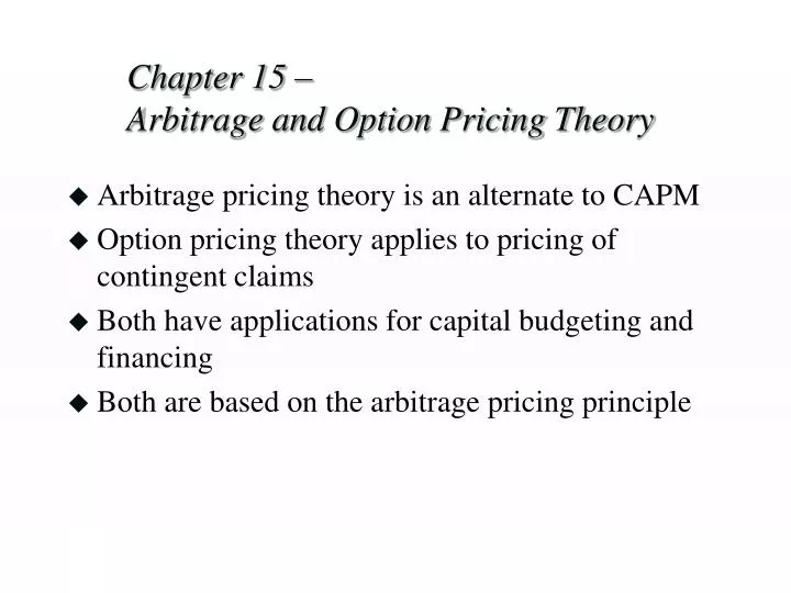 chapter 15 arbitrage and option pricing theory
