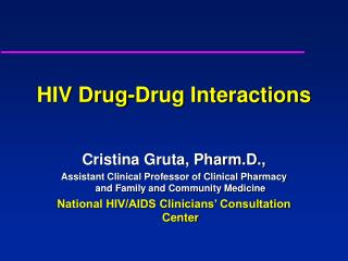 HIV Drug-Drug Interactions