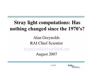 Stray light computations: Has nothing changed since the 1970’s?