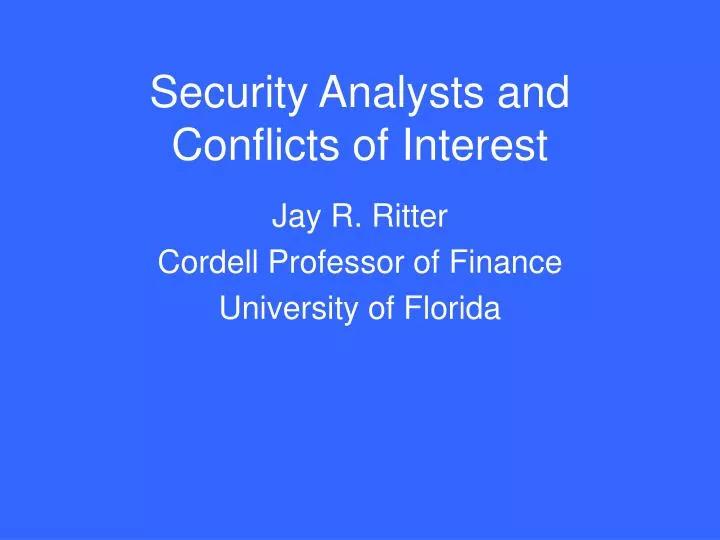 security analysts and conflicts of interest