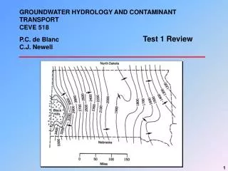 GROUNDWATER HYDROLOGY AND CONTAMINANT TRANSPORT CEVE 518 P.C. de Blanc C.J. Newell