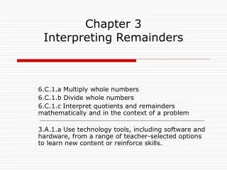 Chapter 3 Interpreting Remainders