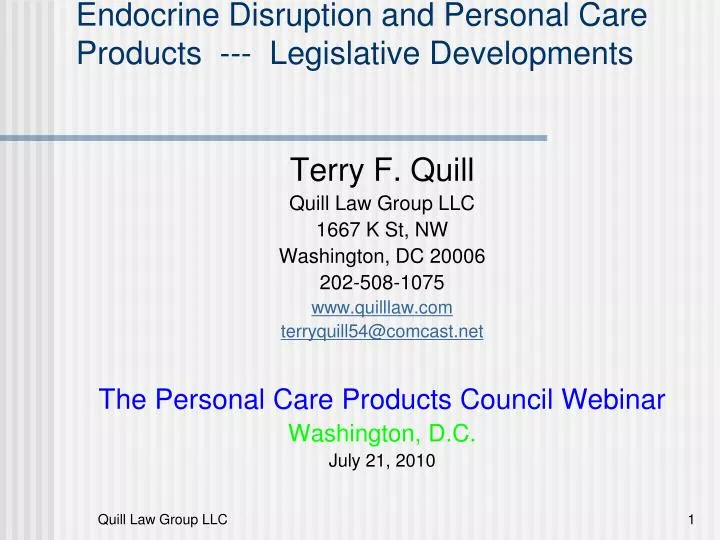 endocrine disruption and personal care products legislative developments