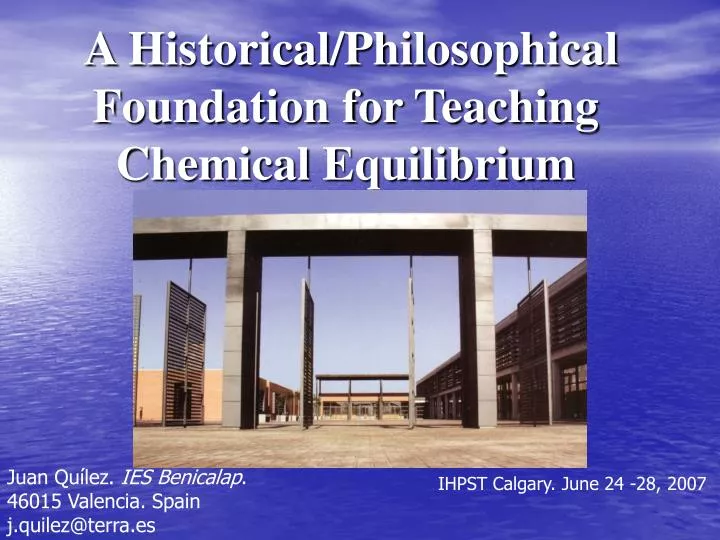 a historical philosophical foundation for teaching chemical equilibrium