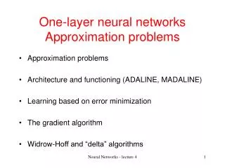 One-layer neural networks Approximation problems