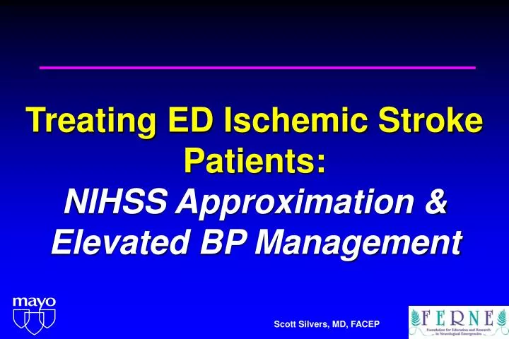 treating ed ischemic stroke patients nihss approximation elevated bp management
