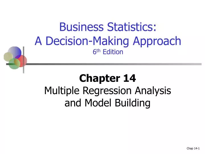 chapter 14 multiple regression analysis and model building