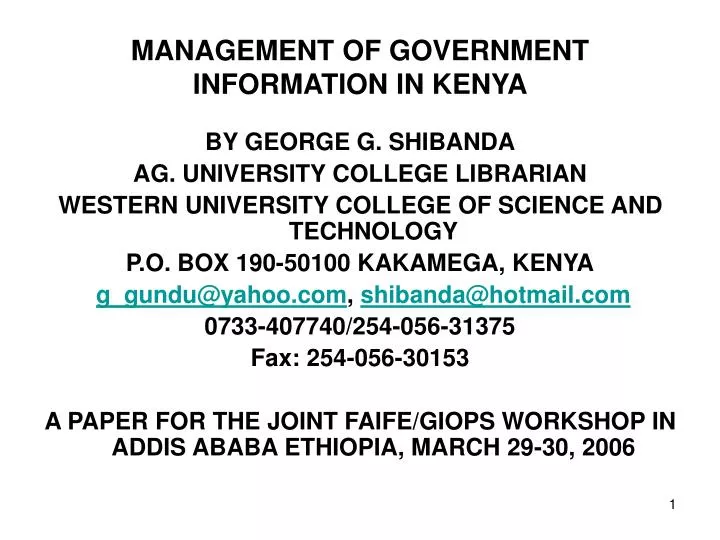 management of government information in kenya