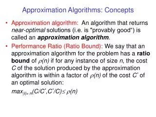 Approximation Algorithms: Concepts
