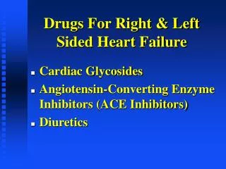 Drugs For Right &amp; Left Sided Heart Failure