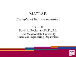 MATLAB Examples of Iterative operations