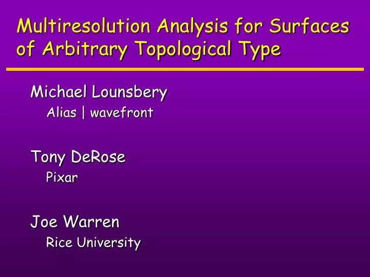 multiresolution analysis for surfaces of arbitrary topological type