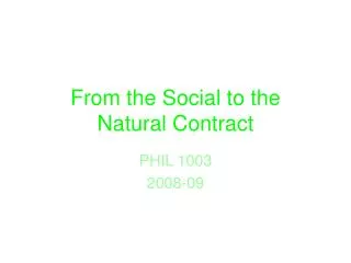 From the Social to the Natural Contract