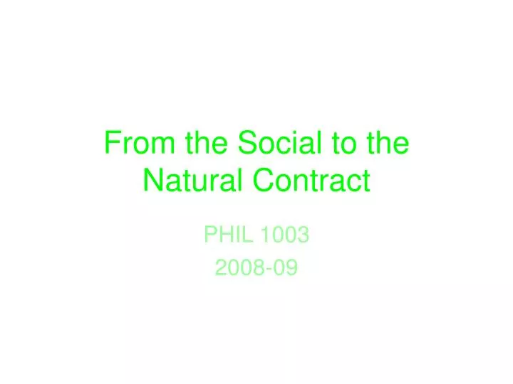 from the social to the natural contract