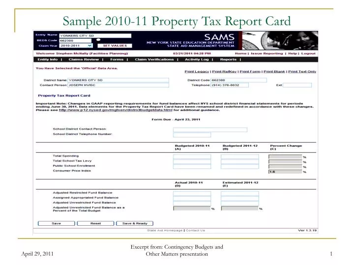 sample 2010 11 property tax report card