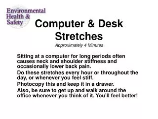 Computer &amp; Desk Stretches Approximately 4 Minutes
