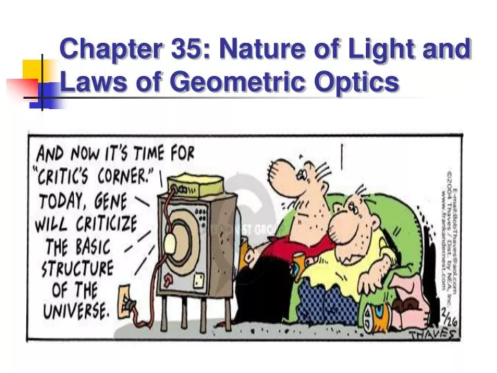 chapter 35 nature of light and laws of geometric optics