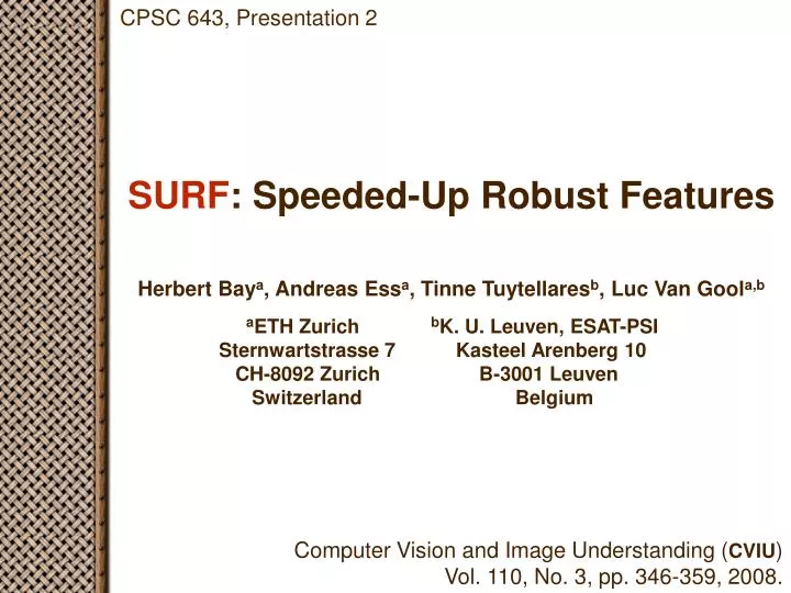 surf speeded up robust features