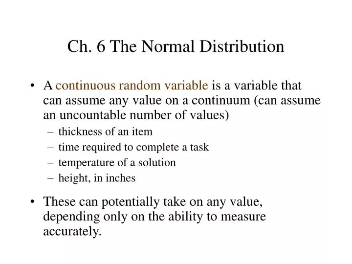 ch 6 the normal distribution