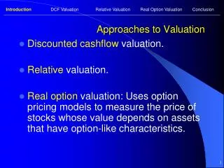 Approaches to Valuation