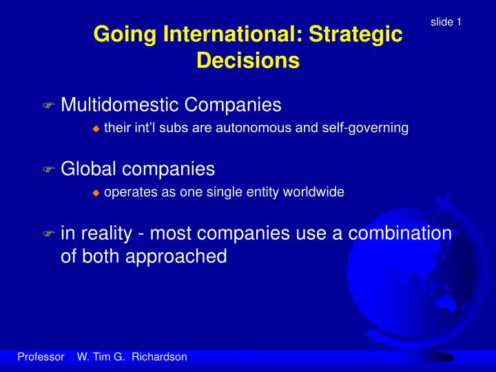 going international strategic decisions