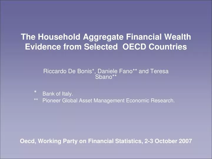 the household aggregate financial wealth evidence from selected oecd countries
