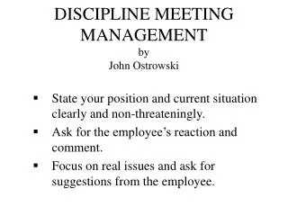 DISCIPLINE MEETING MANAGEMENT by John Ostrowski
