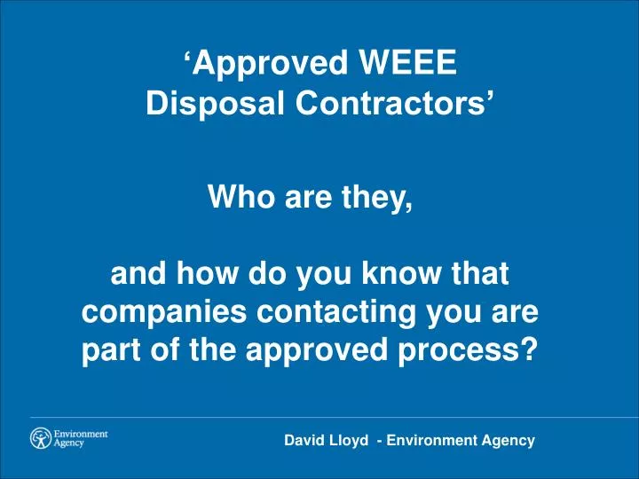approved weee disposal contractors