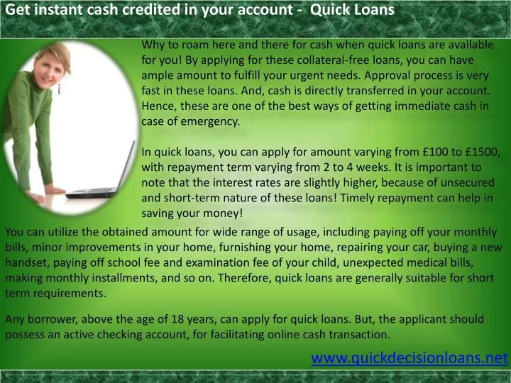 get instant cash credited in your account quick loans
