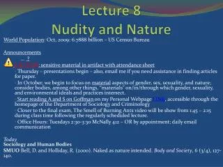 Lecture 8 Nudity and Nature