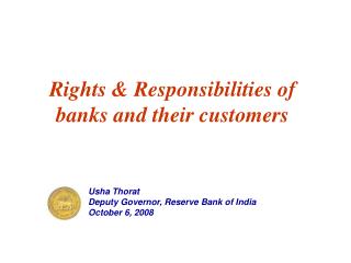 Rights &amp; Responsibilities of banks and their customers