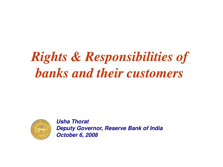 rights responsibilities of banks and their customers