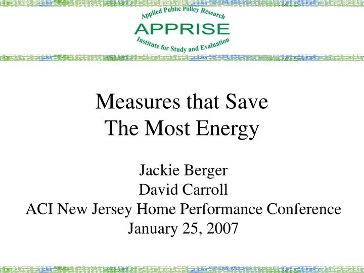 measures that save the most energy