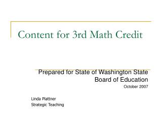 Content for 3rd Math Credit