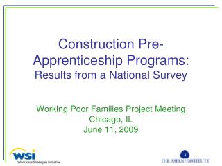 Construction Pre-Apprenticeship Programs: Results from a National Survey