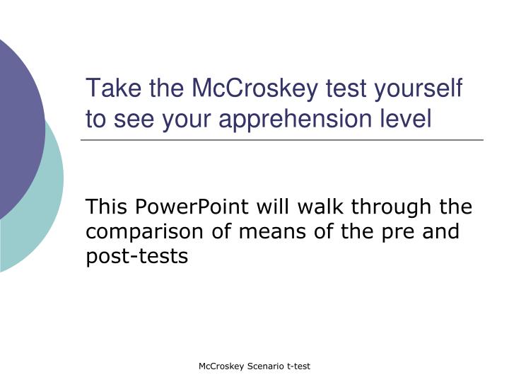 take the mccroskey test yourself to see your apprehension level