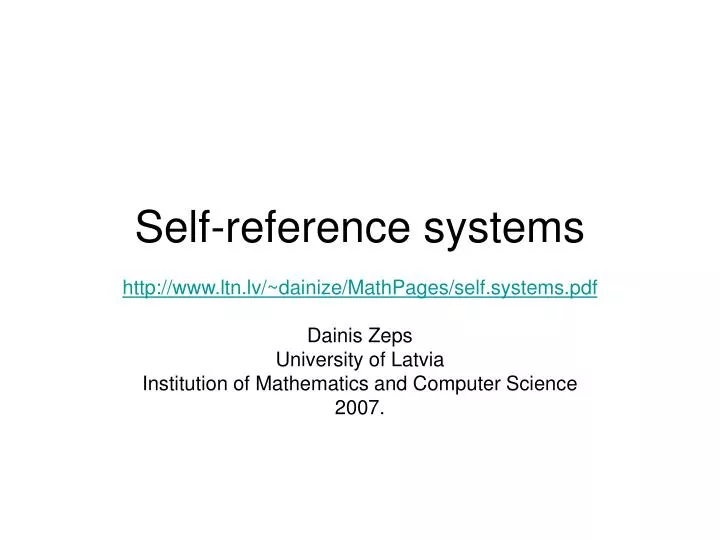 self reference systems