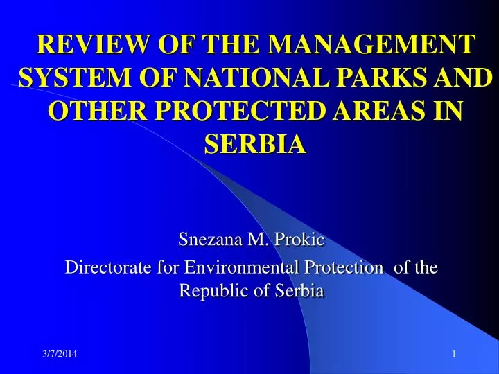 review of the management system of national parks and other protected areas in serbia