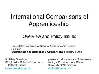 International Comparisons of Apprenticeship