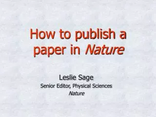 How to publish a paper in Nature