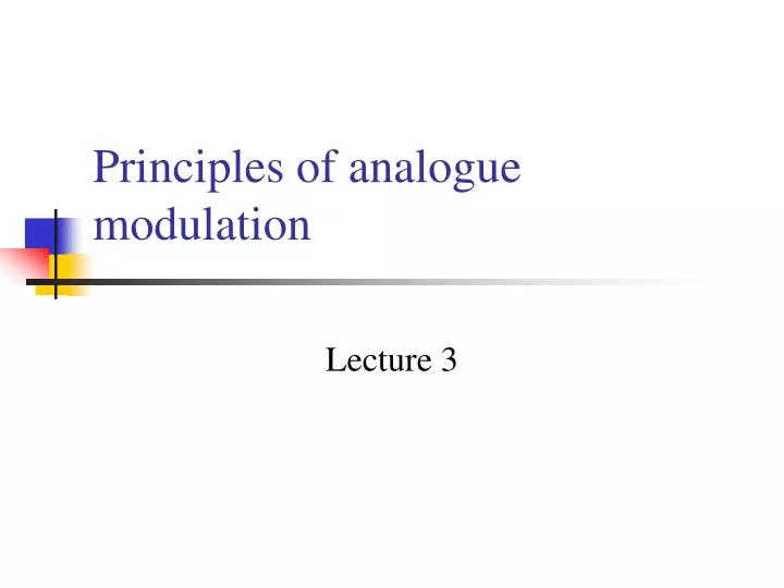 principles of analogue modulation