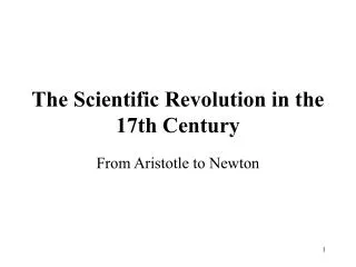 The Scientific Revolution in the 17th Century