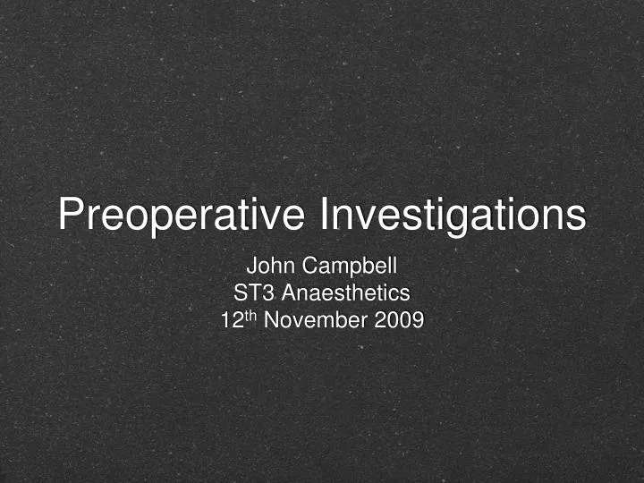 preoperative investigations