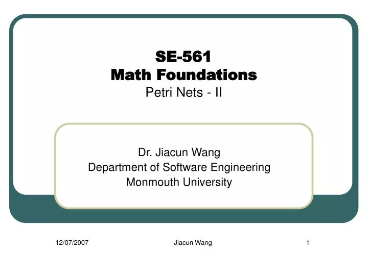 se 561 math foundations petri nets i i