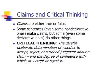 Claims and Critical Thinking