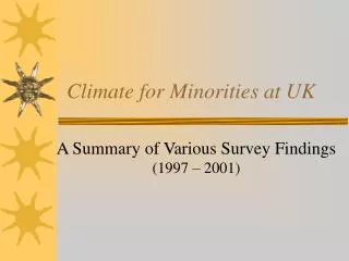 Climate for Minorities at UK