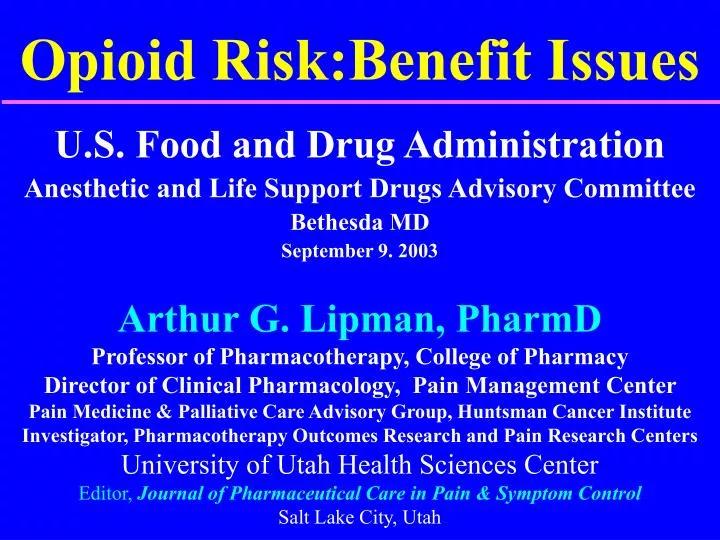 opioid risk benefit issues