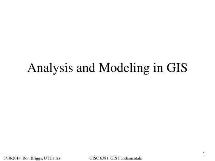 analysis and modeling in gis